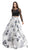 Eureka Fashion - 4333 Two Piece Floral Printed Lace A-line Dress In Black and White