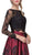 Eureka Fashion - 4333 Two Piece Floral Printed Lace A-line Dress In Red and Black