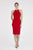 Saboroma - 4334 Beaded Bandeau Halter Style Sheath Knee Length Dress In Red