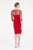 Saboroma - 4335 Applique Cuffed Quarter Sleeve Lattice Dress In Red