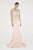Saboroma - 4344 Dazzling Fern Accent Illusion Long Sleeve Mermaid Gown In Pink and Neutral
