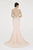 Saboroma - 4344 Dazzling Fern Accent Illusion Long Sleeve Mermaid Gown In Pink and Neutral