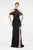 Saboroma - 4352 Lace Applique High Halter Trumpet Dress In Black