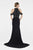 Saboroma - 4352 Lace Applique High Halter Trumpet Dress In Black