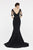 Saboroma - 4355 Lace Embroidered Bateau Mermaid Dress In Black