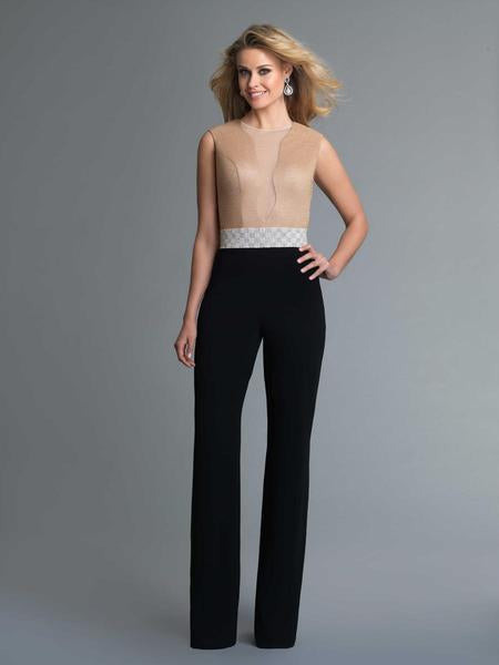 Saboroma - 4029 Sleeveless Jewel Neck Jumpsuit In Black