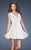 La Femme - 19403 Sequined V-neck Chiffon A-line Dress In White