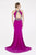 Saboroma - 4363 Beaded Framed Cutout Sleeveless Evening Gown In Pink and Purple