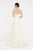 Saboroma - 4364 Deep V-neck Trumpet Dress With Train In White