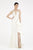 Saboroma - 4364 Deep V-neck Trumpet Dress With Train In White