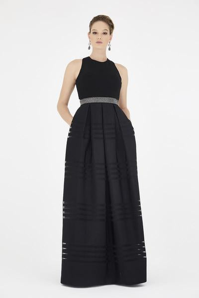 Saboroma - 4365 Embellished Jewel Neck A-line Dress In Black