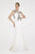 Saboroma - 4370 Embellished Illusion Bateau Trumpet Dress In White