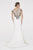 Saboroma - 4370 Embellished Illusion Bateau Trumpet Dress In White
