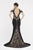Saboroma - 4371 Lace Deep V-neck Trumpet Dress In Black
