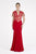 Saboroma - 4371 Lace Deep V-neck Trumpet Dress In Red