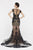 Saboroma - 4375 Lace Appliques Trumpet Dress In Black