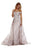 Shail K - 43816 Beaded Lace Applique Off Shoulder Overskirt Gown in Nude