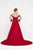 Saboroma - 4383 Bead Embellished A-Line Gown In Red