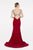 Saboroma - 4386 Embellished Sheer Cutout Back Mermaid Gown In Red