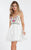 Rachel Allan Short - 4388 Sleeveless Floral Beaded Taffeta Short Dress in White