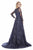 Shail K - 43916 Illusion Jewel Long Sleeve Overskirt Lace Gown