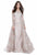 Shail K - 43916 Illusion Jewel Long Sleeve Overskirt Lace Gown