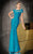 Alyce Paris Black Label - 29687 Cap Sleeve Floral Drape Gown in Blue and Green