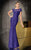 Alyce Paris - Cap Sleeve Floral Drape Gown 29687 in Purple