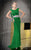 Alyce Paris - Deep Plunge Draped Open Back Long Gown with Crystal Beaded Waist 29688 In Green