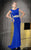 Alyce Paris - Deep Plunge Draped Open Back Long Gown with Crystal Beaded Waist 29688 In Blue