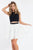 Rachel Allan Short - 4392 Two-Piece Halter Lace Cutout Dress in Black and White
