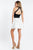 Rachel Allan Short - 4392 Two-Piece Halter Lace Cutout Dress in Black and White