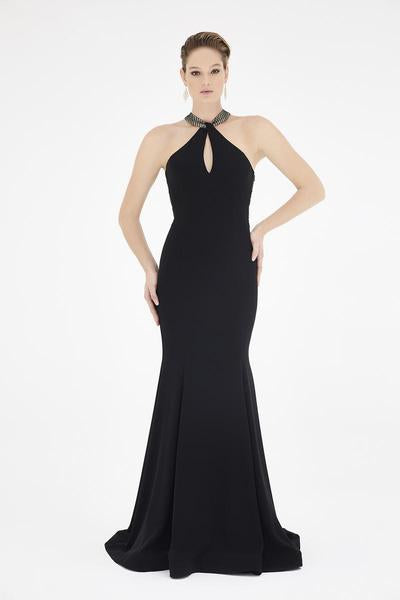 Saboroma - 4393 Halter Keyhole Mermaid Dress In Black
