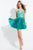 Rachel Allan Short - 4395 Beaded Deep V-neck A-line Dress in Green