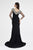 Saboroma - 4395 Illusion sleeves Embellished Off Shoulder Evening Gown In Black