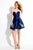 Rachel Allan Short - 4397 Embroidered Mikado A-Line Dress in Blue