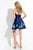 Rachel Allan Short - 4397 Embroidered Mikado A-Line Dress in Blue