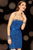 Alyce Paris - Strapless Bejeweled Straight Across Neckline Full Lace Cocktail Mini Dress 4398 In Blue