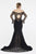 Saboroma - 4399 Lace Long Sleeve Off-Shoulder Trumpet Dress In Black