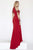 Jolene Collection - 18073 Beaded Sheer Long Sleeve Jersey Dress In Red and Neutral