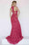 Jolene Collection - 18094 Beaded Halter Sheer Fitted Dress In Pink