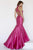 Jolene Collection - 18080 Beaded High Halter Mikado Mermaid Dress In Pink