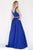 Jolene Collection - 18035L Fitted V-Neck Pleated A-Line Gown In Blue