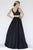 Jolene Collection - 17144 Sequined Plunging Pleated A-Line Gown In Black and Gold