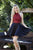 Jolene Collection - 17564 Floral High Halter A-line Dress In Red and Black