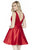 Jolene Collection - 17545L Embroidered Deep V-neck A-line Dress In Red