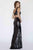 Jolene Collection - 18088L Sequined Plunging Fitted Evening Gown In Black
