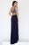 Jolene Collection - 18006 Beaded Fitted Dress with Slit In Blue and Neutral
