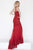 Jolene Collection - 18107 Beaded Lace V-neck Fitted Dress In Red