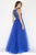 Jolene Collection - 18050L Beaded Illusion Halter Tulle Ballgown In Blue